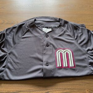 New Era Mexico Baseball Away Jersey Charcoal and Pink Men's Jersey Sz. Large